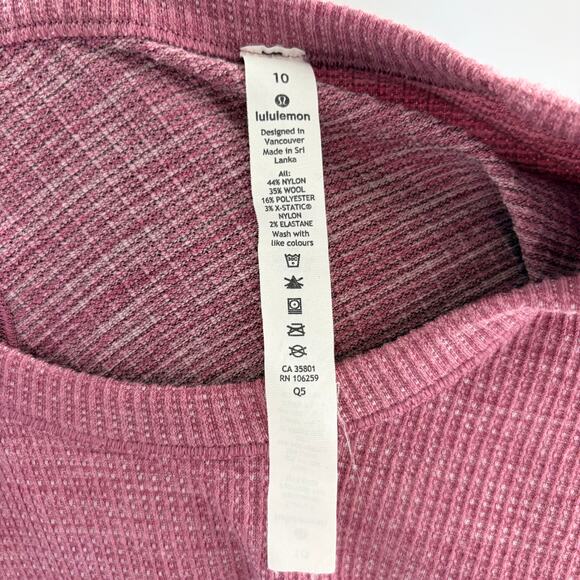 Lululemon NWOT Swiftly Tech Sz 10 / Large Pink Waffle Knit Long Sleeve Shirt - Picture 6 of 6